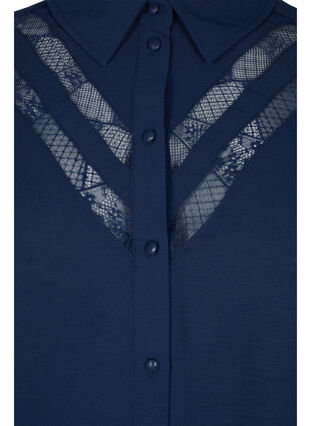 Long shirt with lace details, Navy Blazer, Packshot image number 2