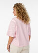 Boxy T-shirt with stripes and statement print, Rose, Model image number 2
