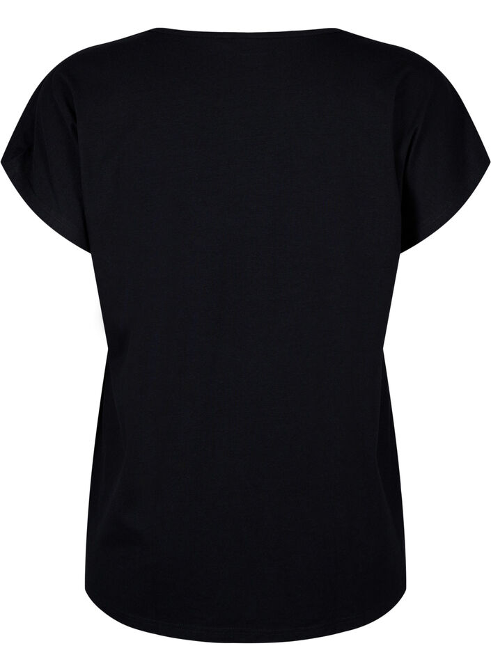 V-neck T-shirt with chest pocket, Black, Packshot image number 1
