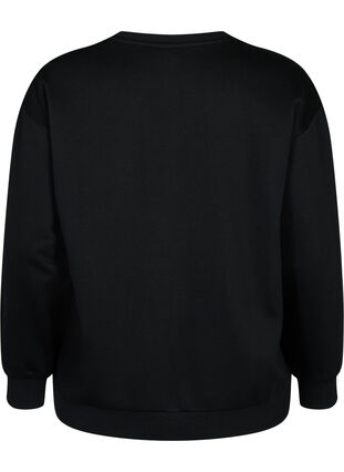Sweatshirt with ruffle and crochet detail, Black, Packshot image number 1