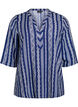 Striped blouse in linen-viscose blend, Blue, Packshot image number 0
