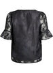 Organza-look party blouse with a tone-on-tone pattern, Black, Packshot image number 1