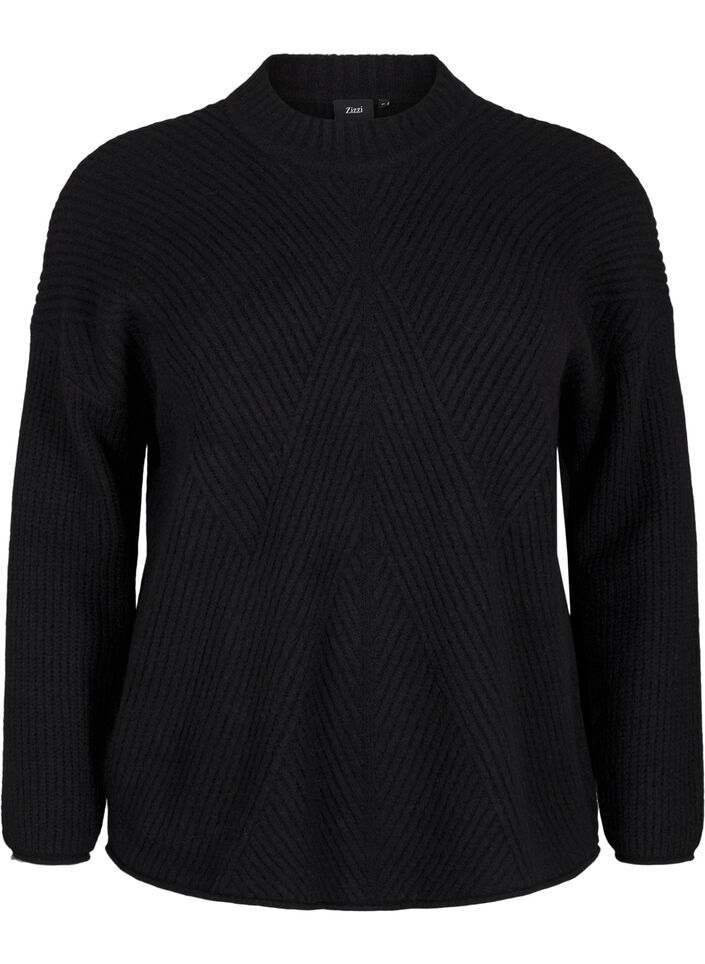 Jumper with a striped pattern and long sleeves, Black Mel., Packshot image number 0