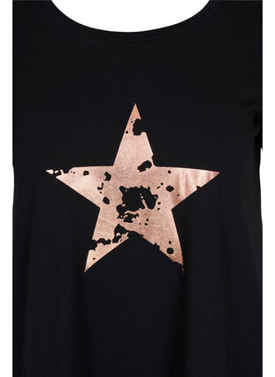 Short-sleeved t-shirt with print, Black w. star copper, Packshot image number 2