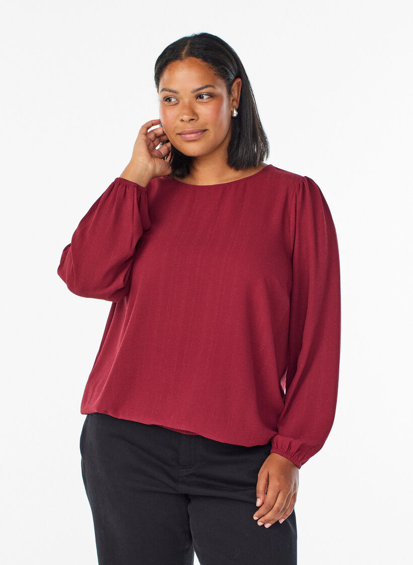 Blouse with glitter, Dark Bordeaux, Model image number 0