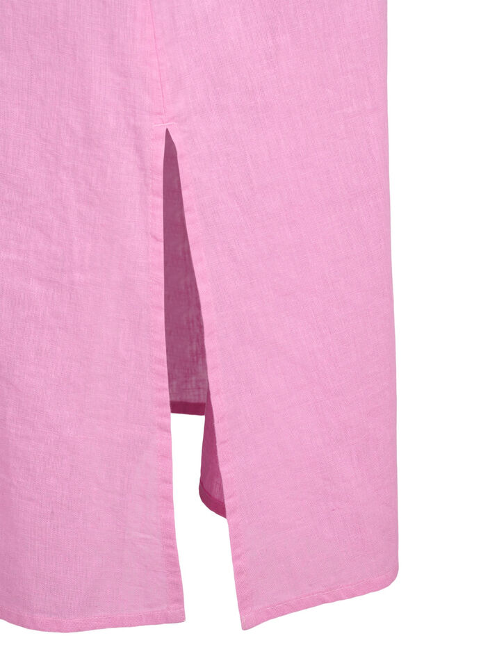 Cotton blend kaftan dress with linen, Pink, Packshot image number 3