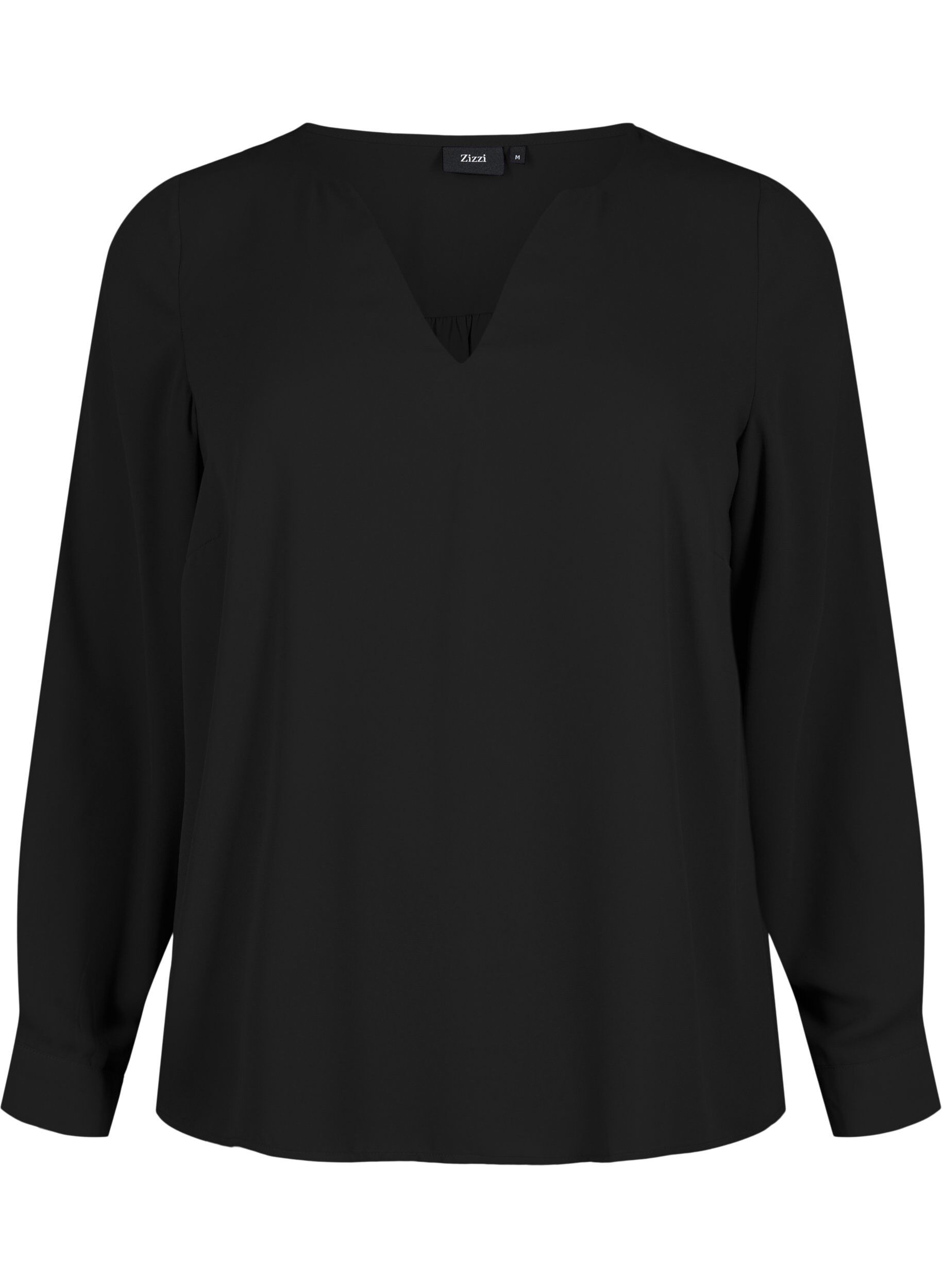 Zizzifashion Long sleeve blouse with wrinkles on the back, Black, Packshot image number 0