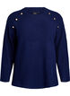 Ribbed jumper with decorative buttons, Blue, Packshot image number 0