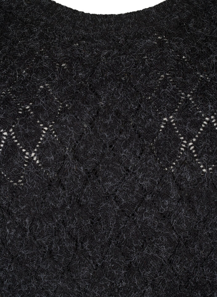 Knitted blouse with lace pattern, Dark Grey Melange, Packshot image number 2