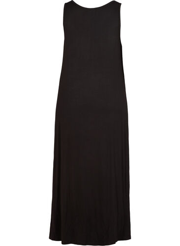 Striped viscose midi dress, Black Solid, Packshot image number 1