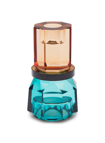 Crystal candle holder, Peach/Petrol Comb, Packshot image number 0