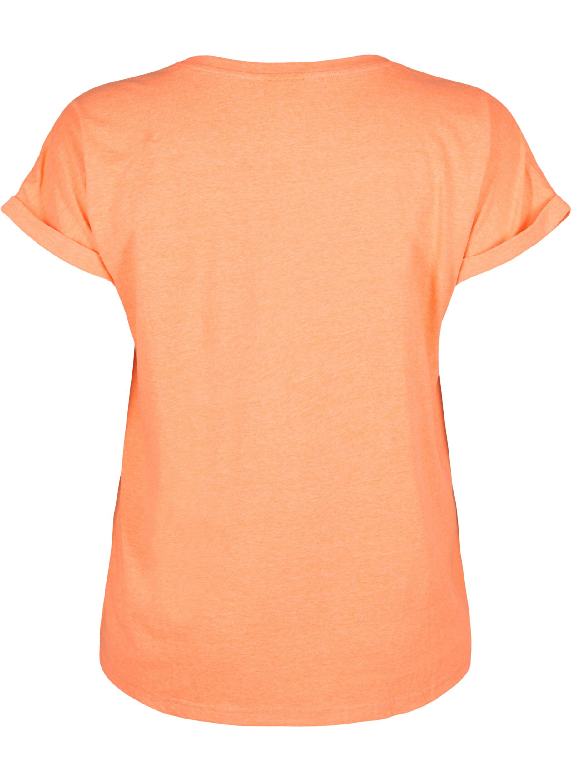 Zizzifashion Neon colored cotton t-shirt, Coral, Packshot image number 1