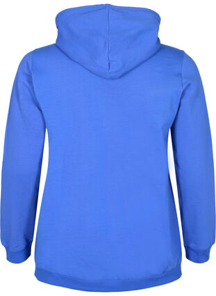 Sweatshirt with text print and hood, Dazzling Blue, Packshot image number 1