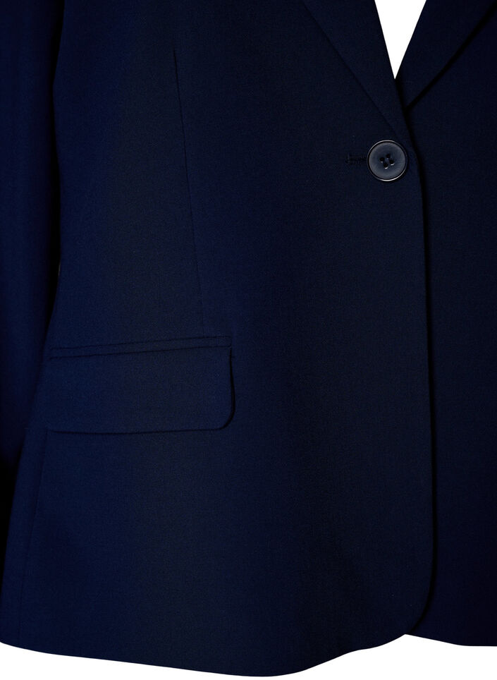 Classic blazer with single button closure and pockets, Blue, Packshot image number 2