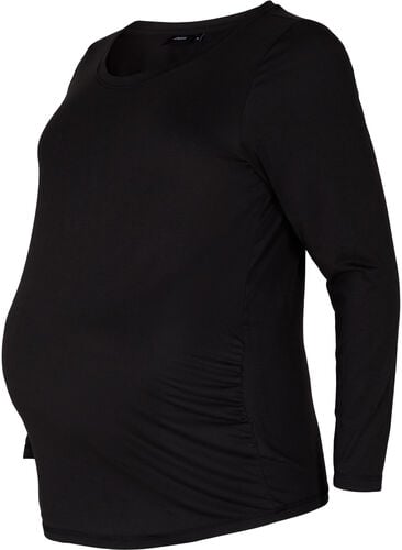 	 Basic maternity top with long sleeves, Black, Packshot image number 0