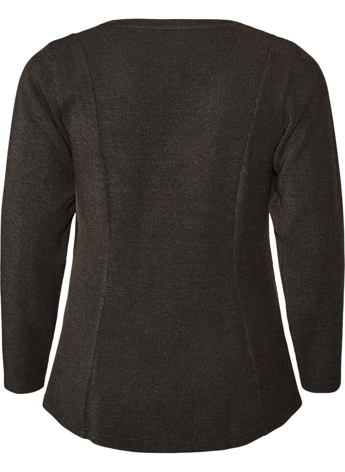 Jersey blouse with a ribbed texture and an A-line fit, Black, Packshot image number 1