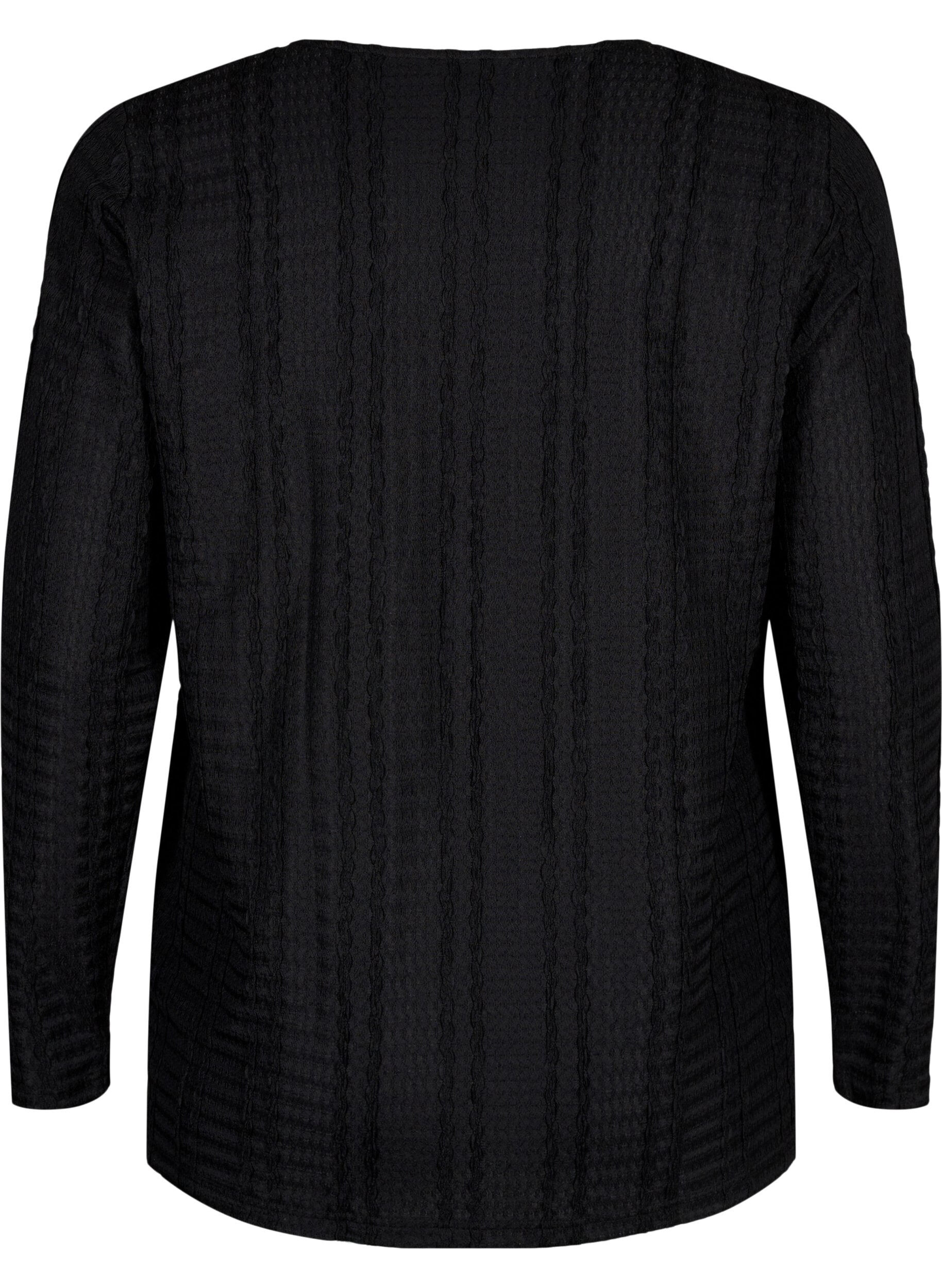 Zizzifashion Long-sleeved blouse with texture, Black, Packshot image number 1