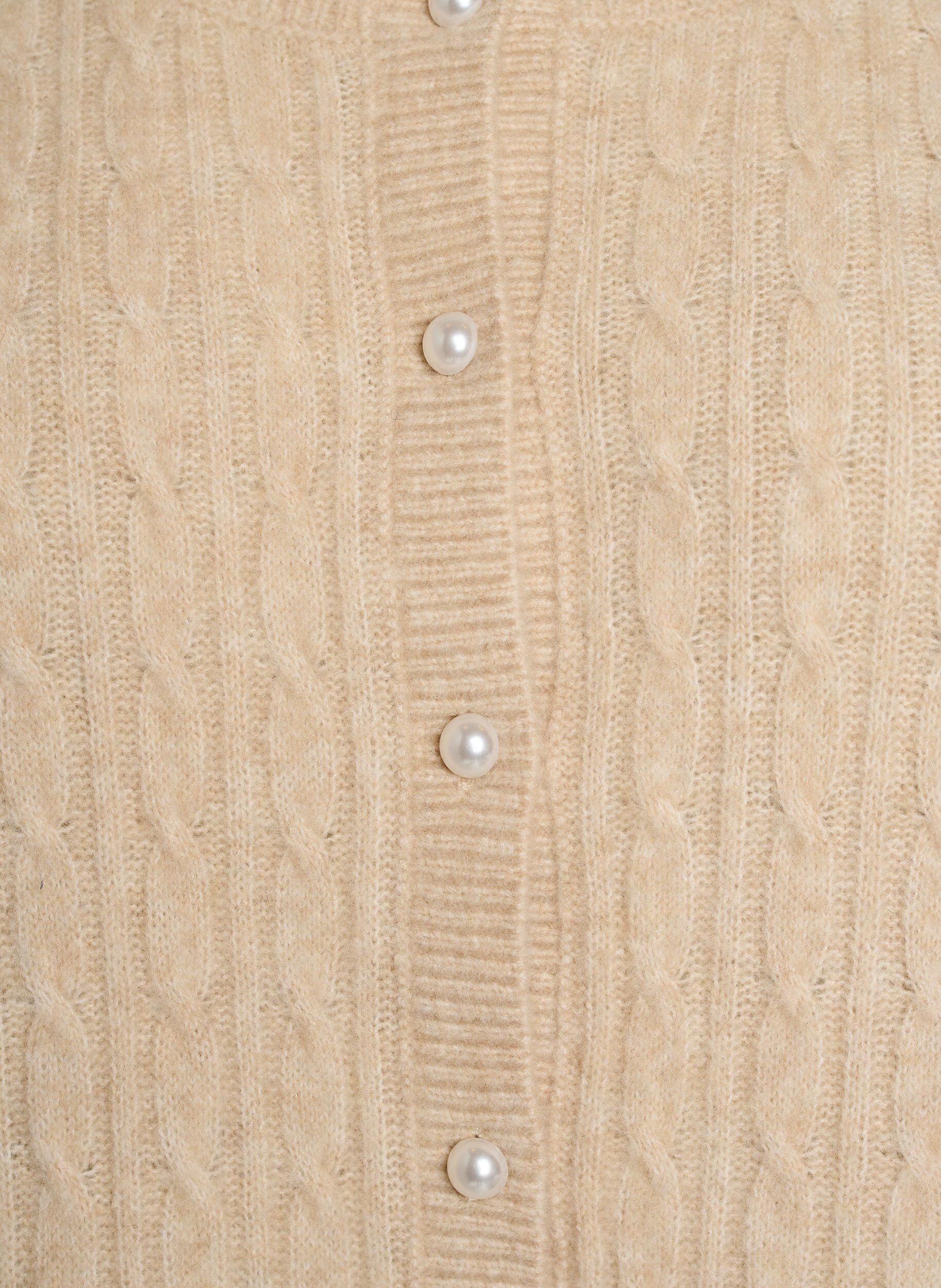 ZizzifashionCable knit cardigan with pearl buttons, Beige, Packshot image number 2