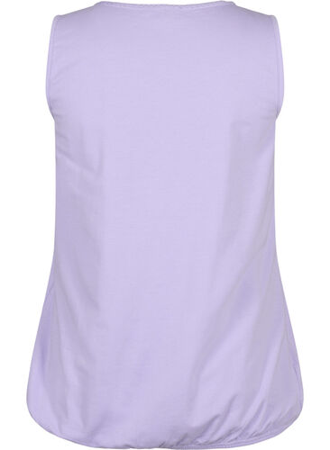 Cotton top with round neck and lace trim, Lavender, Packshot image number 1