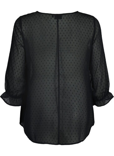 FLASH - Blouse with 3/4 sleeves and textured pattern, Black, Packshot image number 1