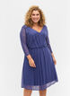 V-neck lace dress with 3/4 sleeves, Blue, Model image number 0