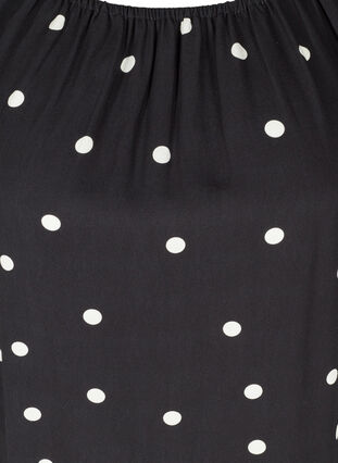 Short-sleeved polka dot viscose blouse, Black w. Dot, Packshot image number 2