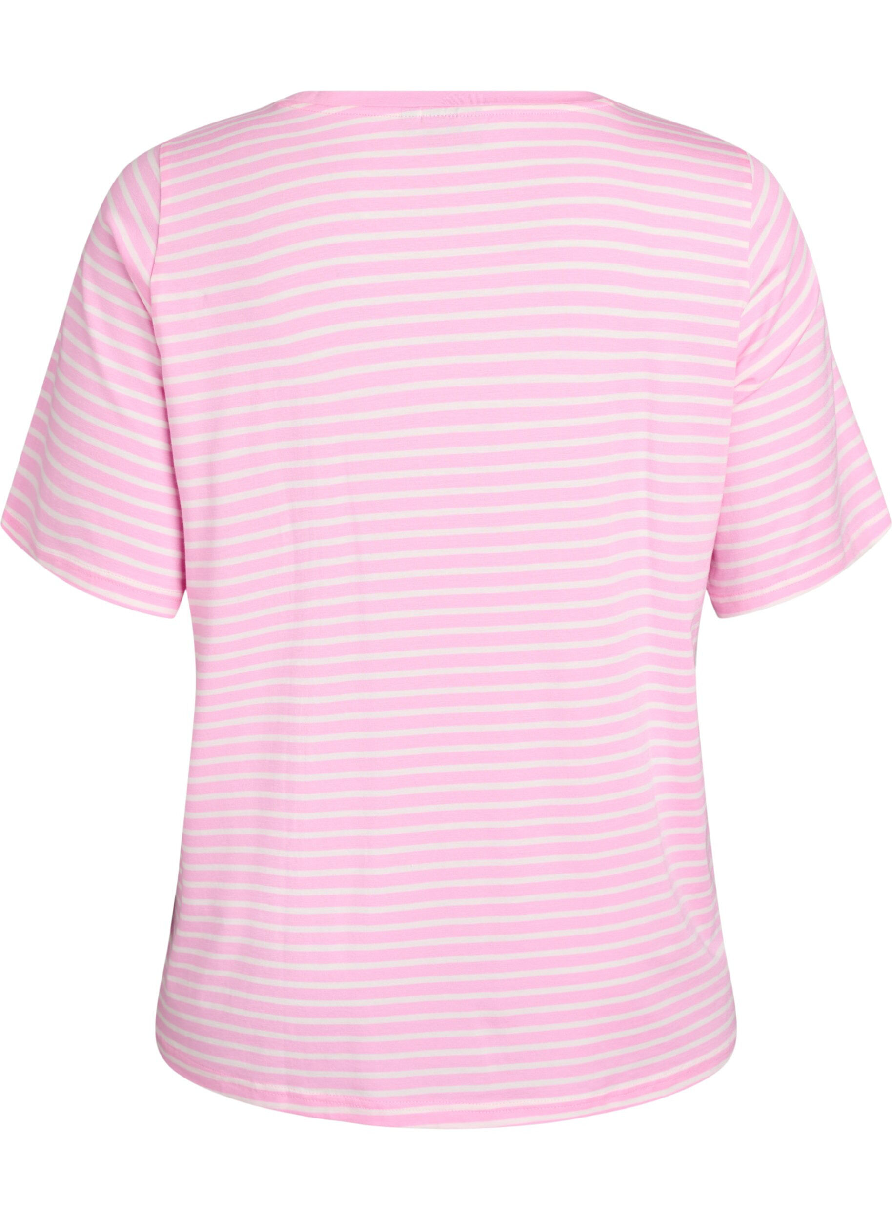 ZizzifashionT-shirt with TENCEL&trade; Lyocell and stripes, Pink, Packshot image number 1