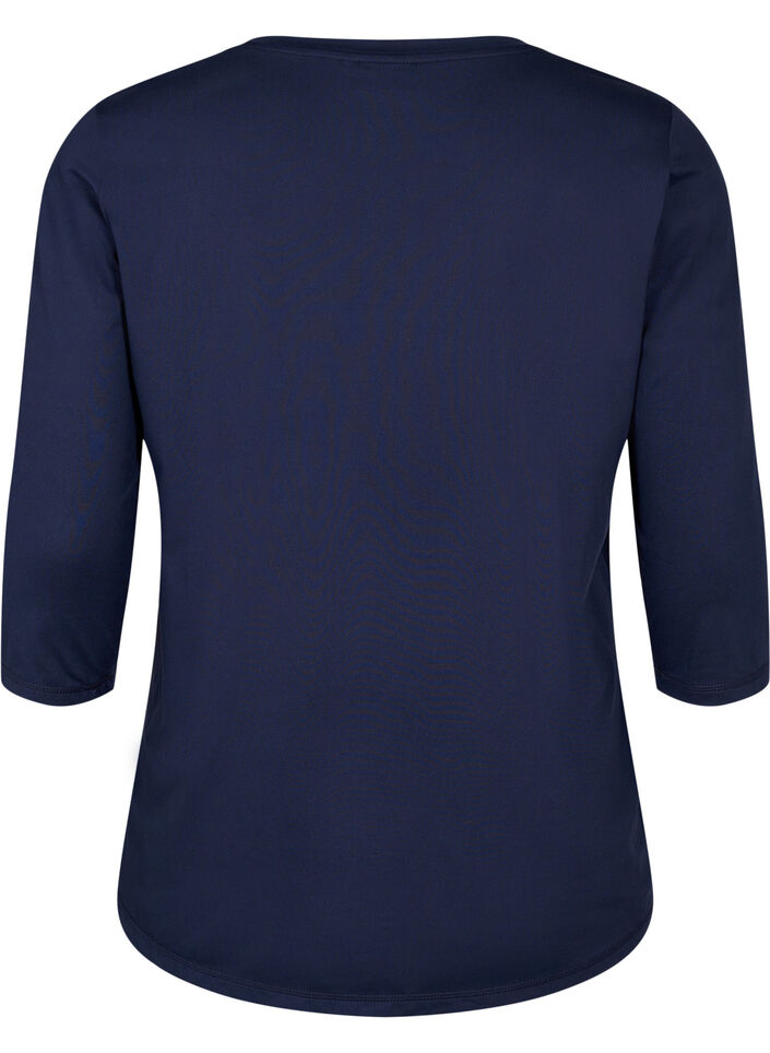 Workout top with 3/4 sleeves, Blue, Packshot image number 1