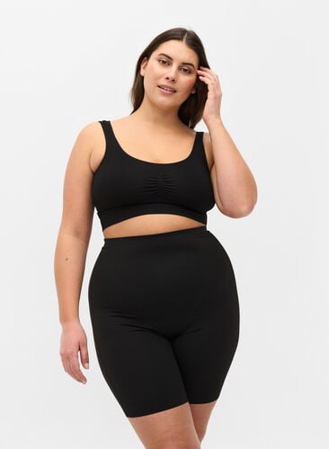 Light shapewear shorts with a high waist, Black, Model image number 0