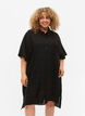 Long shirt in viscose with texture, Black, Model image number 0