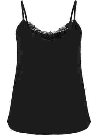 Cotton night top with lace trim