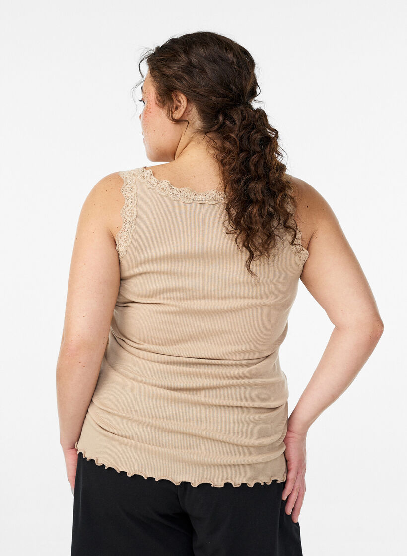 Top with lace trim, Beige, Model image number 2