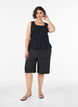 Sleeveless cotton and linen top with smock, Black, Model image number 1