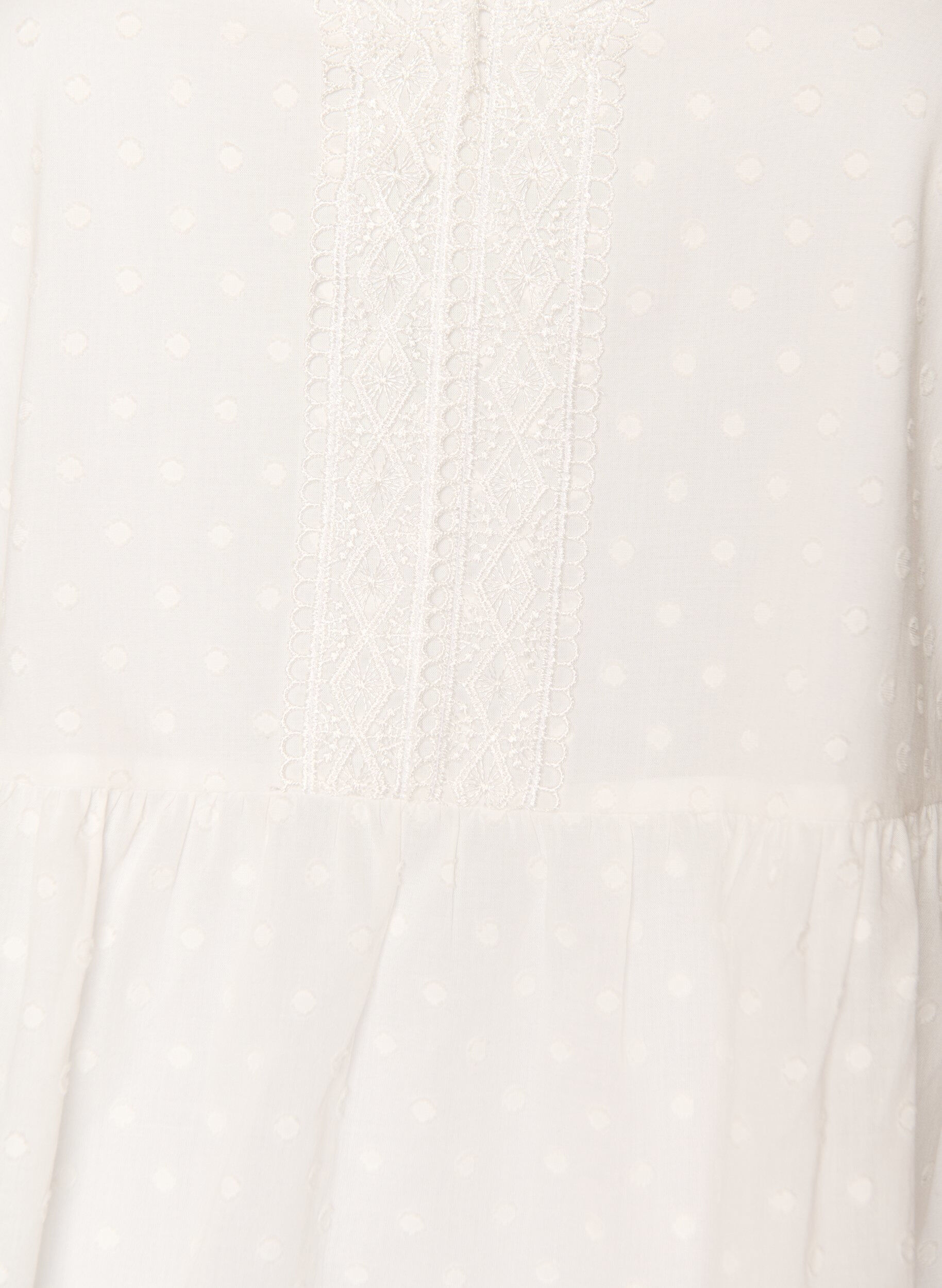 Zizzifashion Blouse in textured cotton with crochet details, White, Packshot image number 2