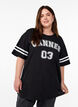 Sporty oversized college T-shirt, Black, Model image number 0