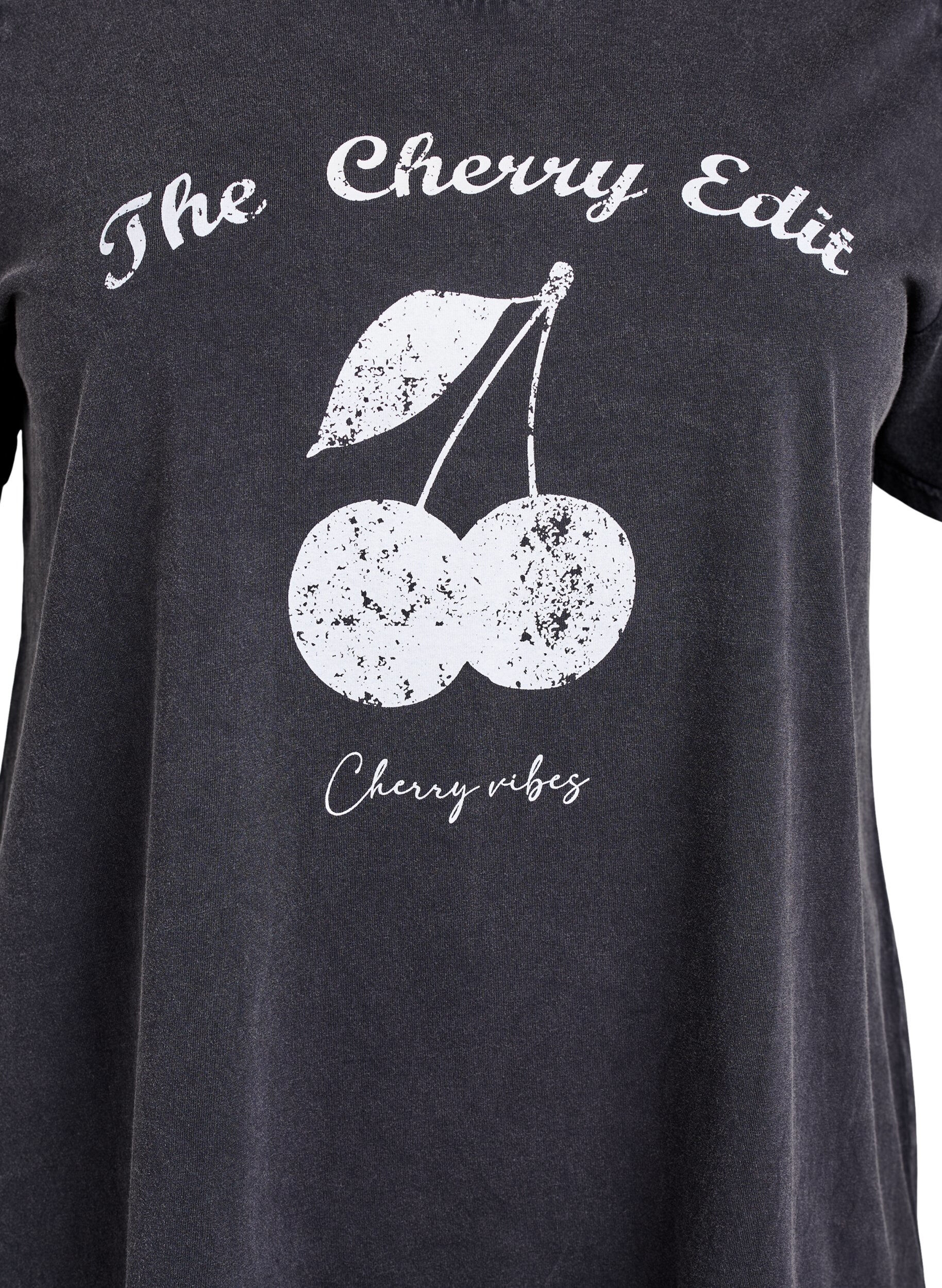 Zizzifashion Organic cotton T-shirt with print, Dark Grey, Packshot image number 2