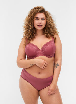 Underwire Bra with Lace, Deco Rose, Model image number 2