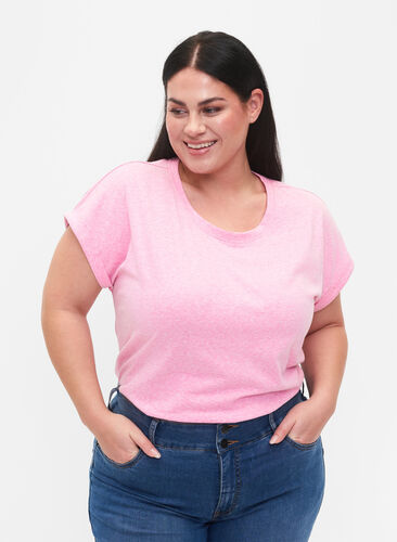 Melange t-shirt with short sleeves, Rosebloom Mél, Model image number 0