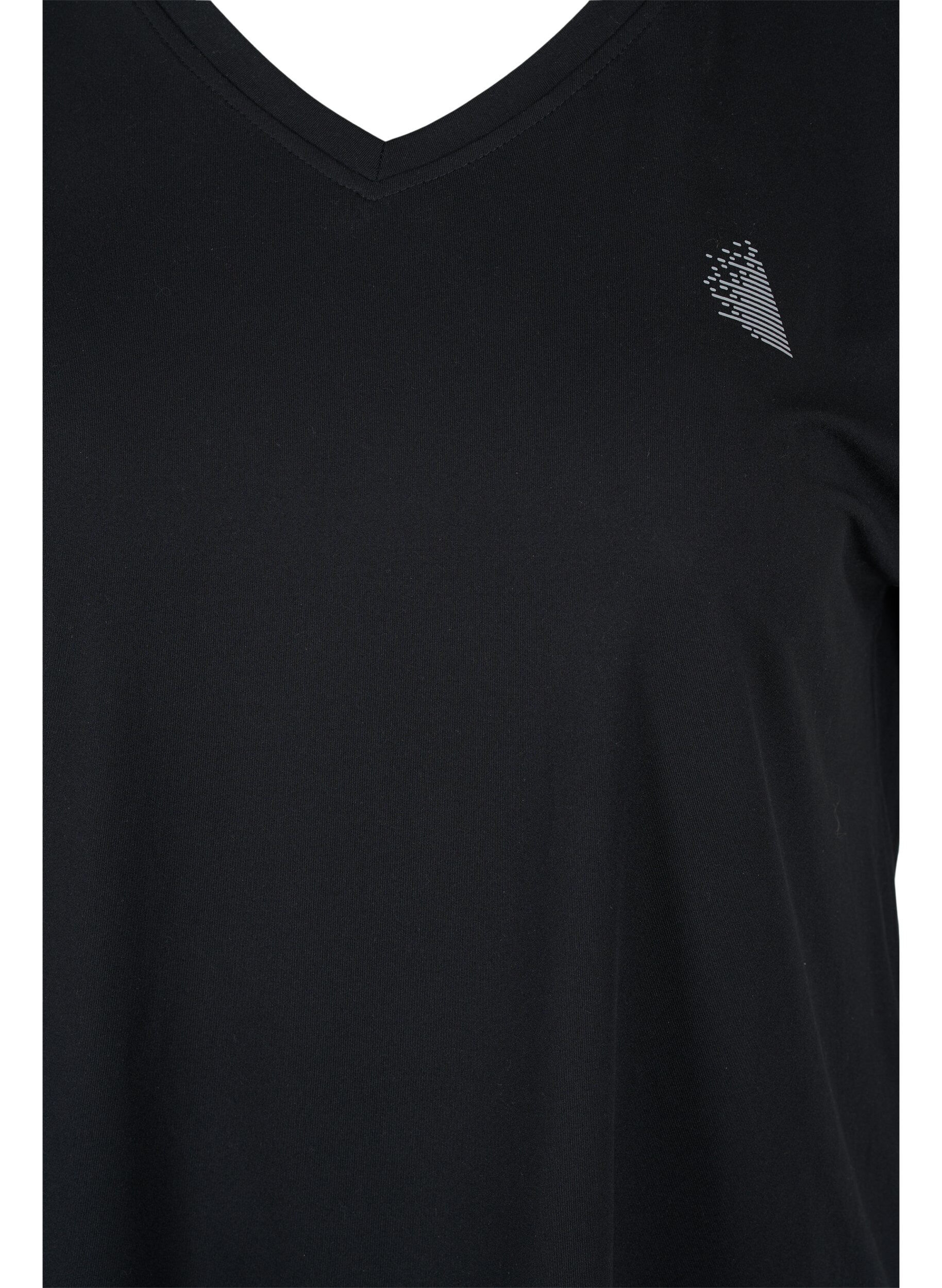 ZizzifashionShort sleeve sport t-shirt with v-neck, Black, Packshot image number 2