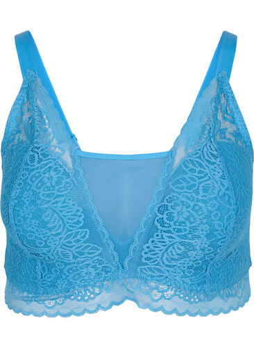 Bra with lace and soft padding, Cendre Blue, Packshot image number 0