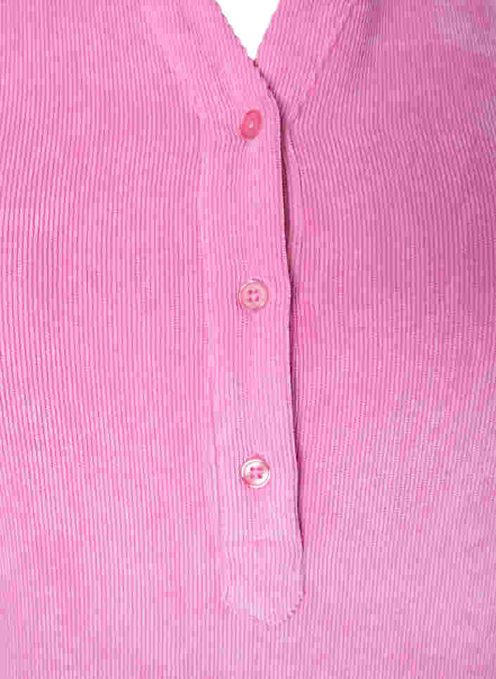 Velvet dress with 3/4-length sleeves and buttons, Begonia Pink, Packshot image number 2