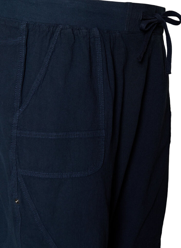 Loose cotton shorts with pockets, Blue, Packshot image number 2