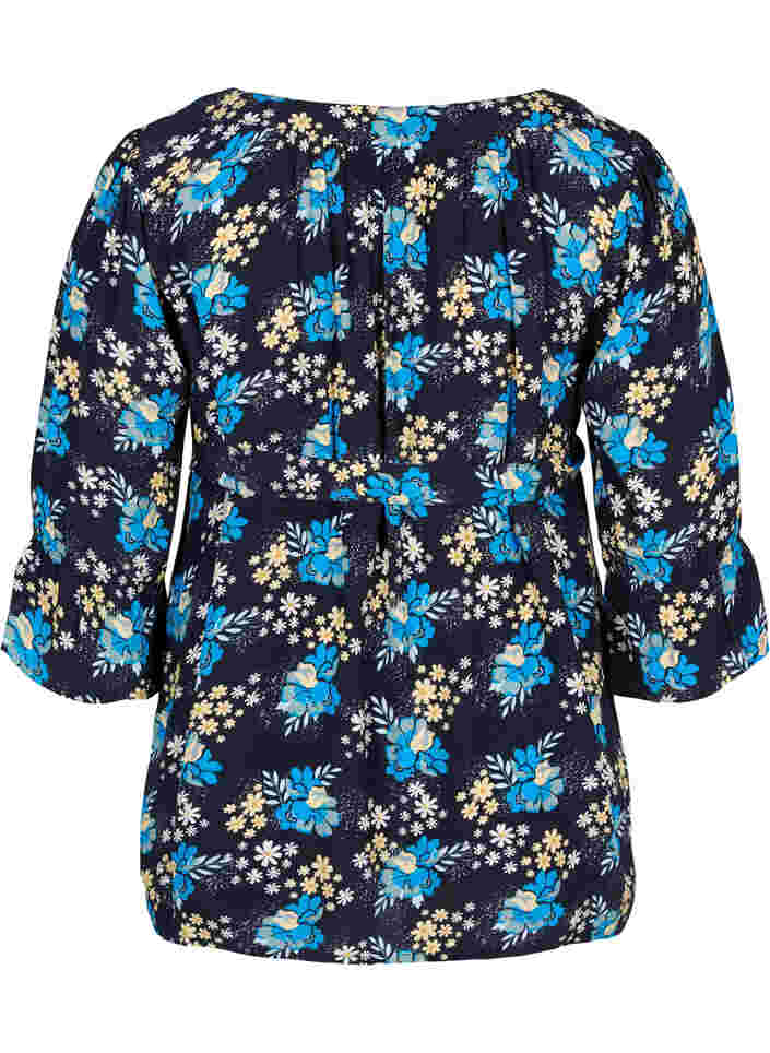 Floral, viscose maternity blouse, Blue Flower AOP, Packshot image number 1