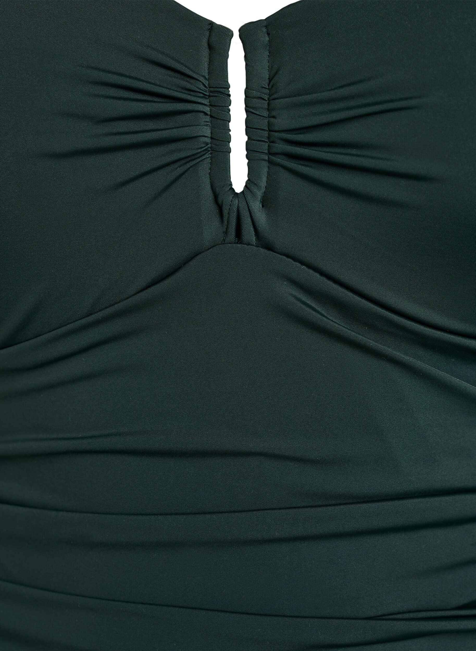 Zizzifashion Swimsuit with ring detail and draping, Green, Packshot image number 2