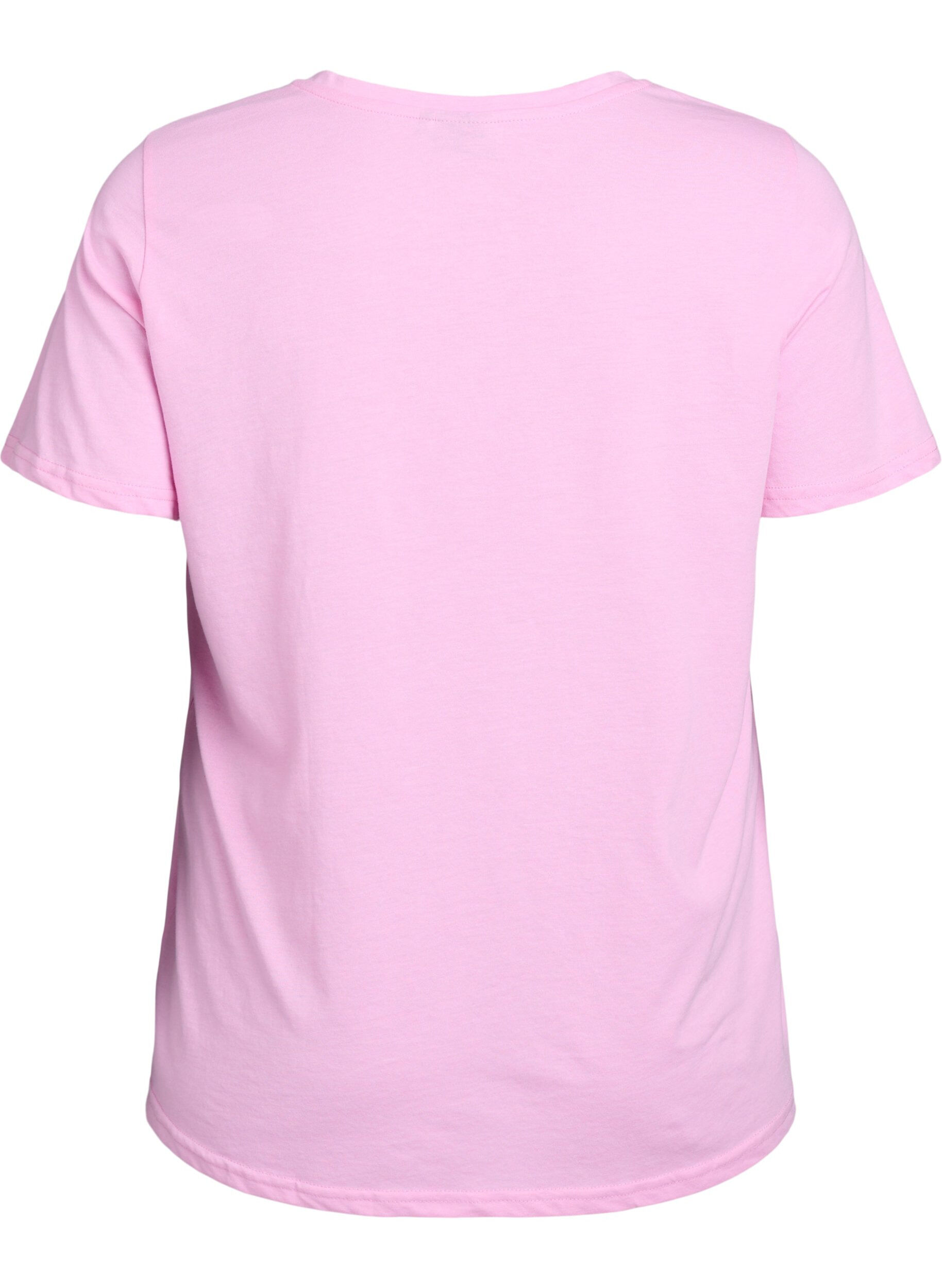 Zizzifashion Short sleeve t-shirt with v-neckline, Pink, Packshot image number 1