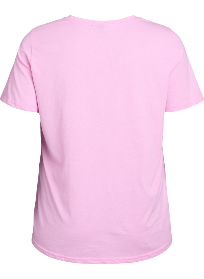 Short sleeve t-shirt with v-neckline, Pink, Packshot image number 1
