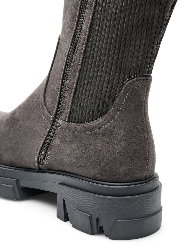 Long boot with a ribbed elasticated shaft and chunky sole, Brown, Packshot image number 4