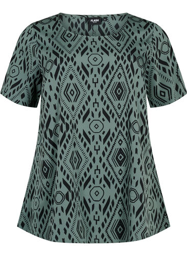 FLASH - Blouse with short sleeves and print, Balsam Graphic, Packshot image number 0