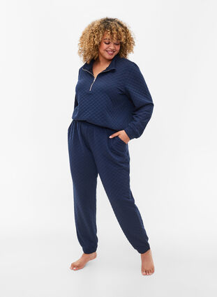 Quilted jogging bottoms with pockets, Navy Blazer, Model image number 0