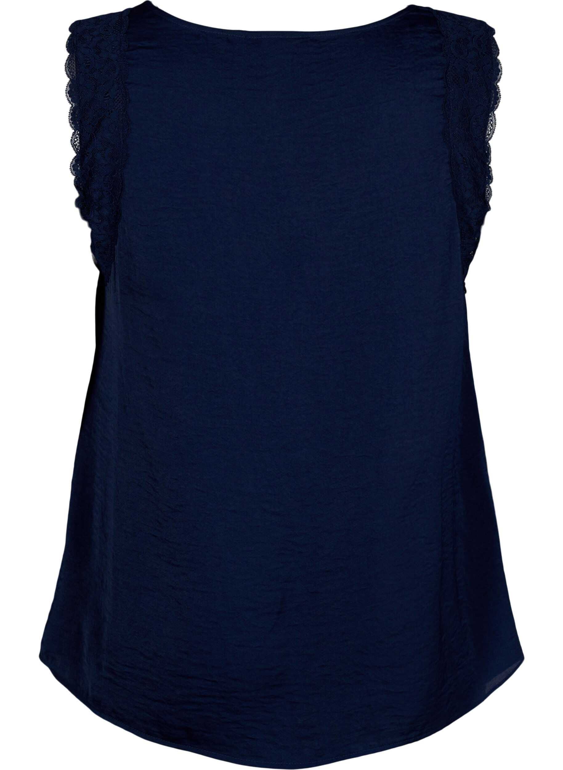 Zizzifashion Top with lace and cross detail, Navy, Packshot image number 1